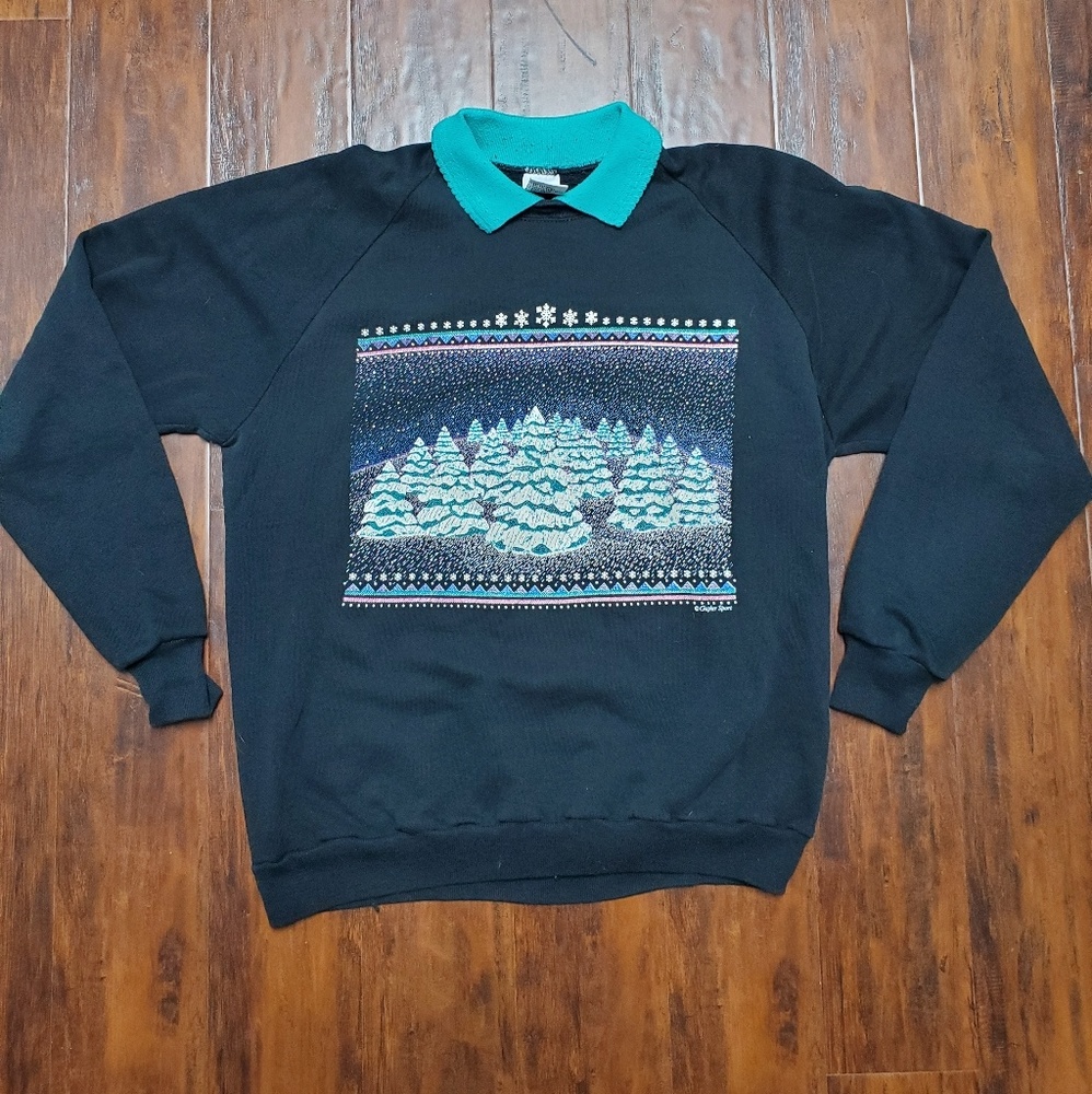 Vintage rare 90s Christmas Crewneck with collar